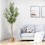 6Ft Faux Olive Tree, Artificial Olive Tree Indoor, High Imitation Silk Plant Fake Olive Tree with Realistic Leaves and Fruits, Suitable for Home Living Room Office Decoration