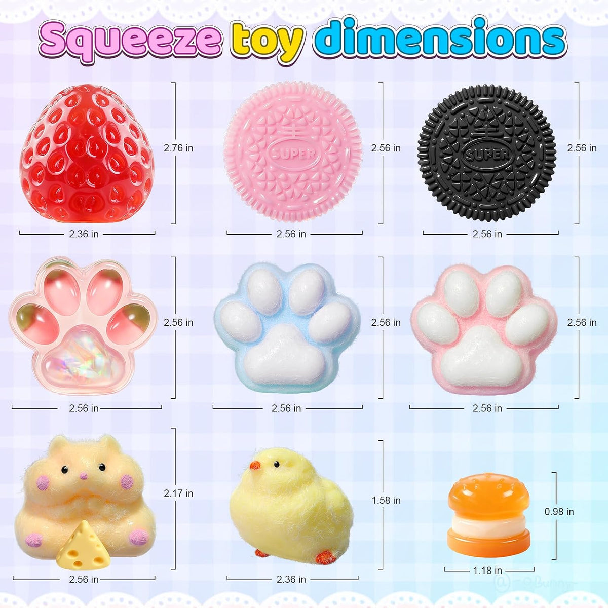 22 assorted squishy fidget toys including large and small colorful designs