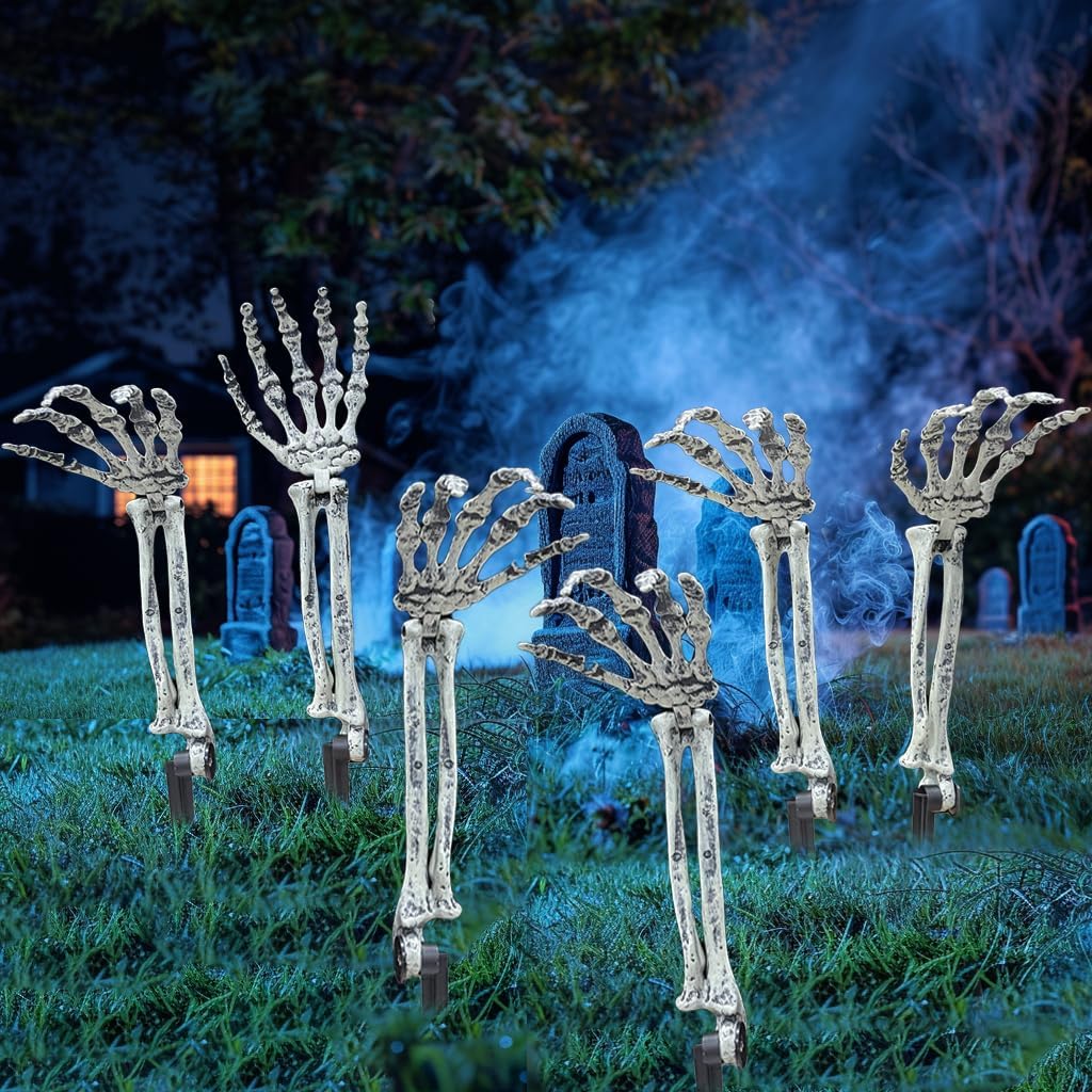 6PC Realistic Skeleton Arm Stakes for Halloween Decorations Outdoor