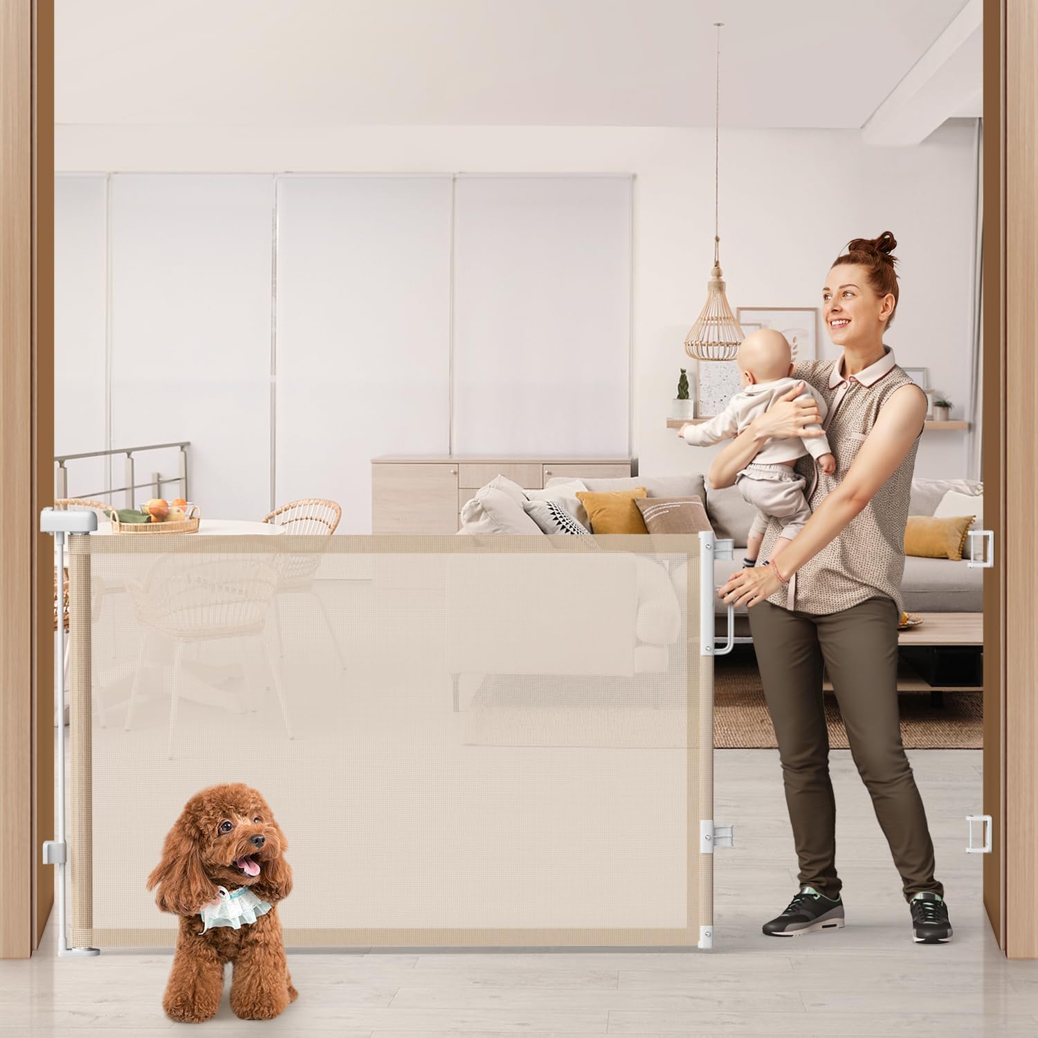 Retractable Baby Gate for Stairs, Doorways & Hallways