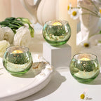 Volens round Gold Votive Candle Holders, Mercury Glass Candle Holder Set of 12, Wedding Decorations for Table