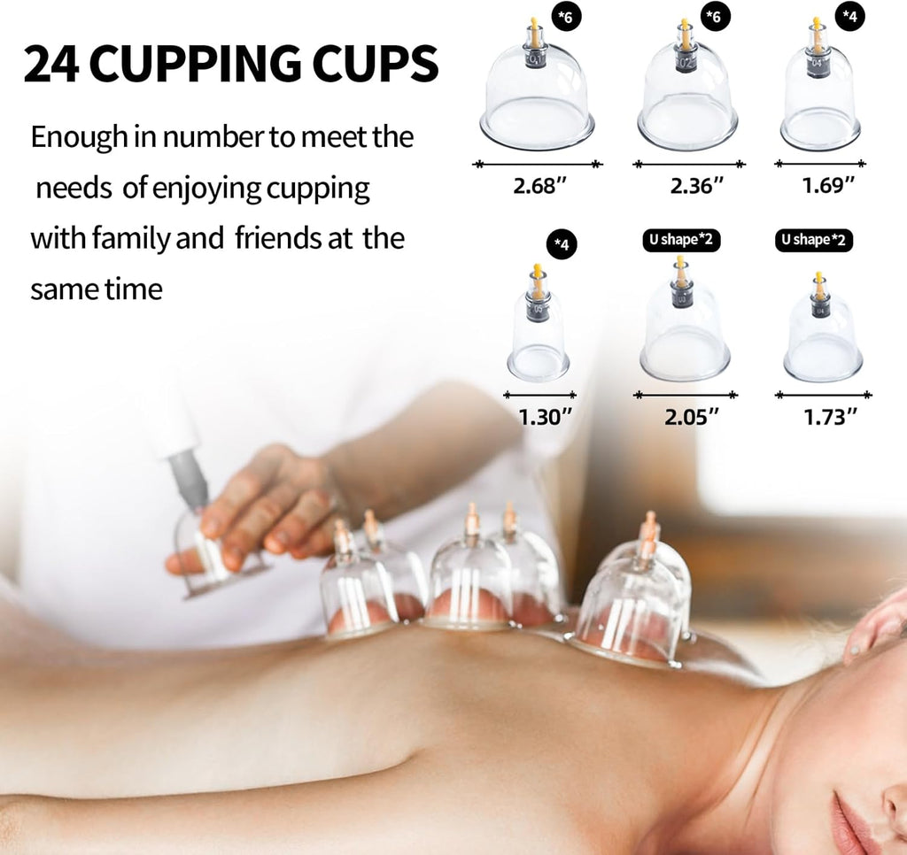 24-Piece Cupping Set Vacuum Massage Cups with Manual Pump for Back Therapy Cupping Therapy Set
