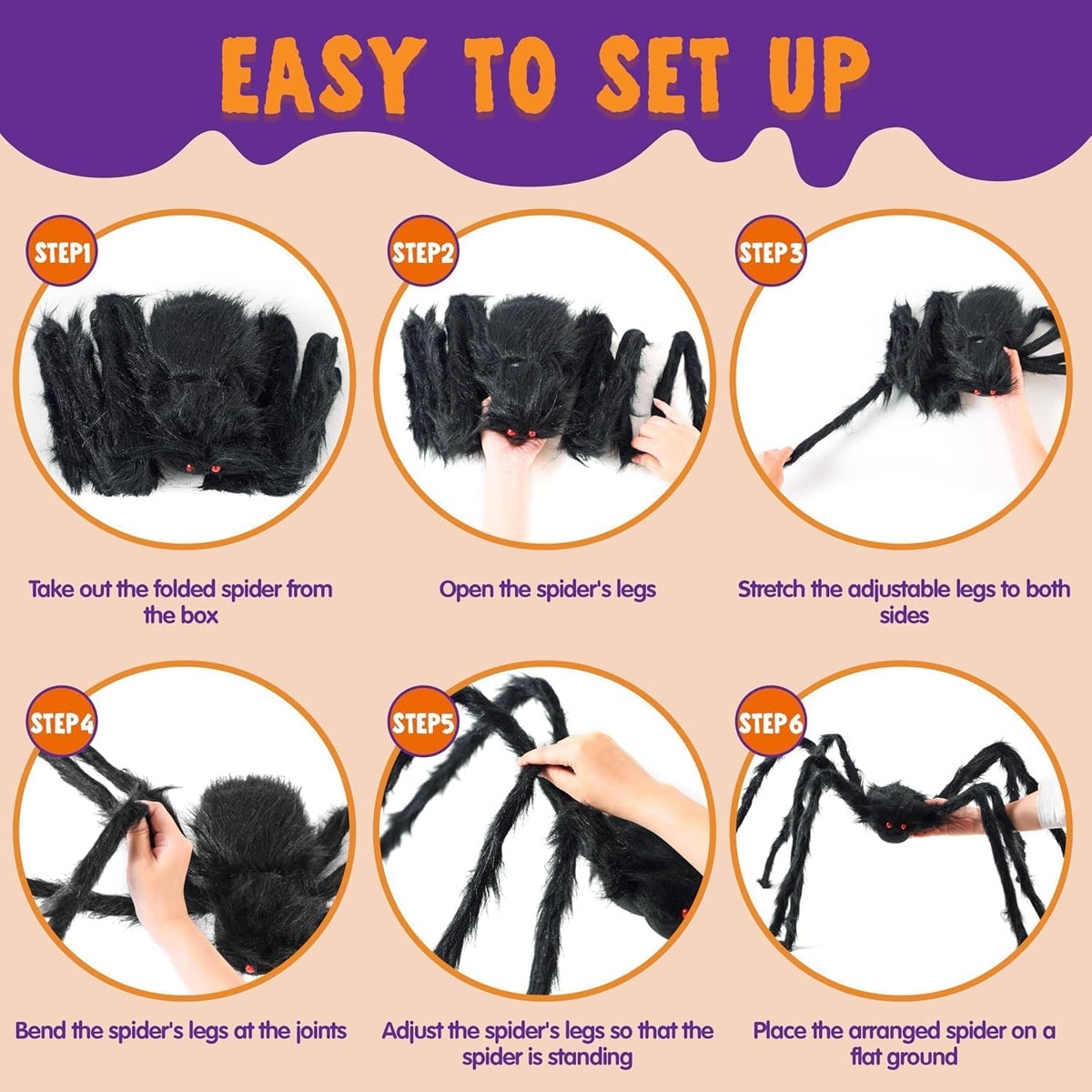Giant spider Halloween decor hanging outdoors