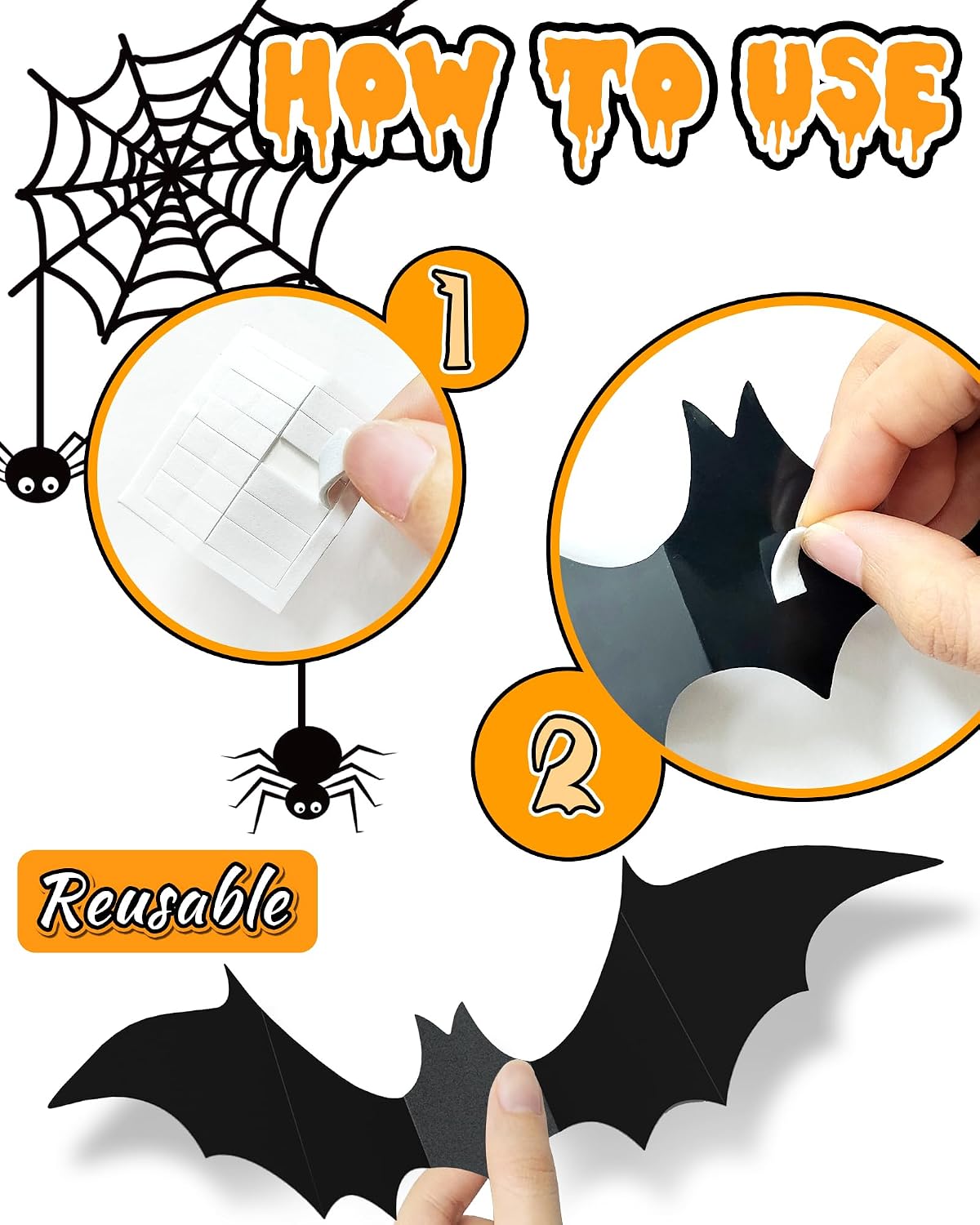 Halloween Bat Wall Decor with Multiple Bat Sizes