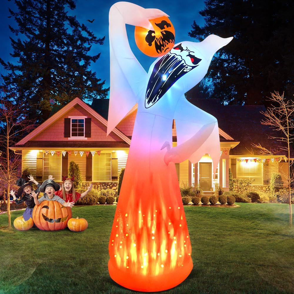 Large Halloween Yard Decoration Ghost with Pumpkin