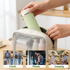 4 in 1 Travel Dispenser Bottle with Cleaning Brush,4 Pack 30Ml Leak Proof Refillable Travel Size Toiletries Containers for Shampoo Conditioner,Portable Travel Bottles Set for Vacation Camping & Gym