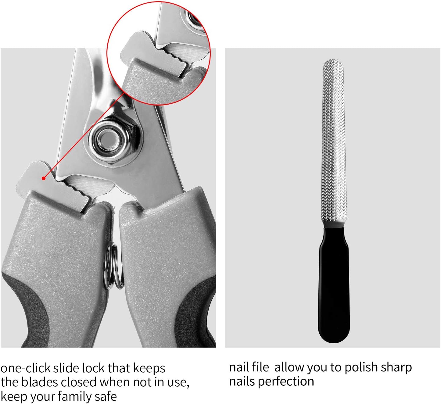Dog & Cat Nail Clippers for Large Breeds, Safari Professional Trimmers with Quick Sensor, Safety Guard & Nail File