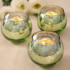 Volens round Gold Votive Candle Holders, Mercury Glass Candle Holder Set of 12, Wedding Decorations for Table