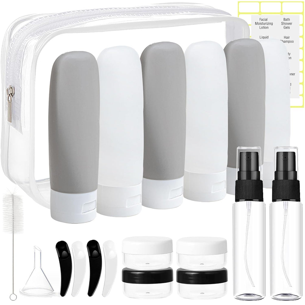 DEWSENSI 20 Pack Travel Bottles Set for Toiletries TSA Approved, Leak Proof Travel Size Containers Kit Portable Refillable Travel Accessories for Shampoo Conditioner Lotion Liquids (Multi-Color)