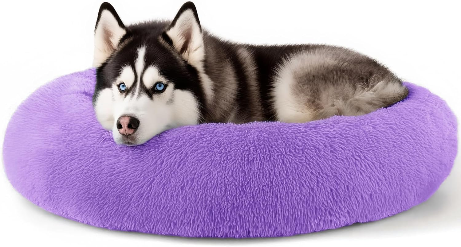 Calming Donut Dog Bed for Small Dogs & Cats Washable