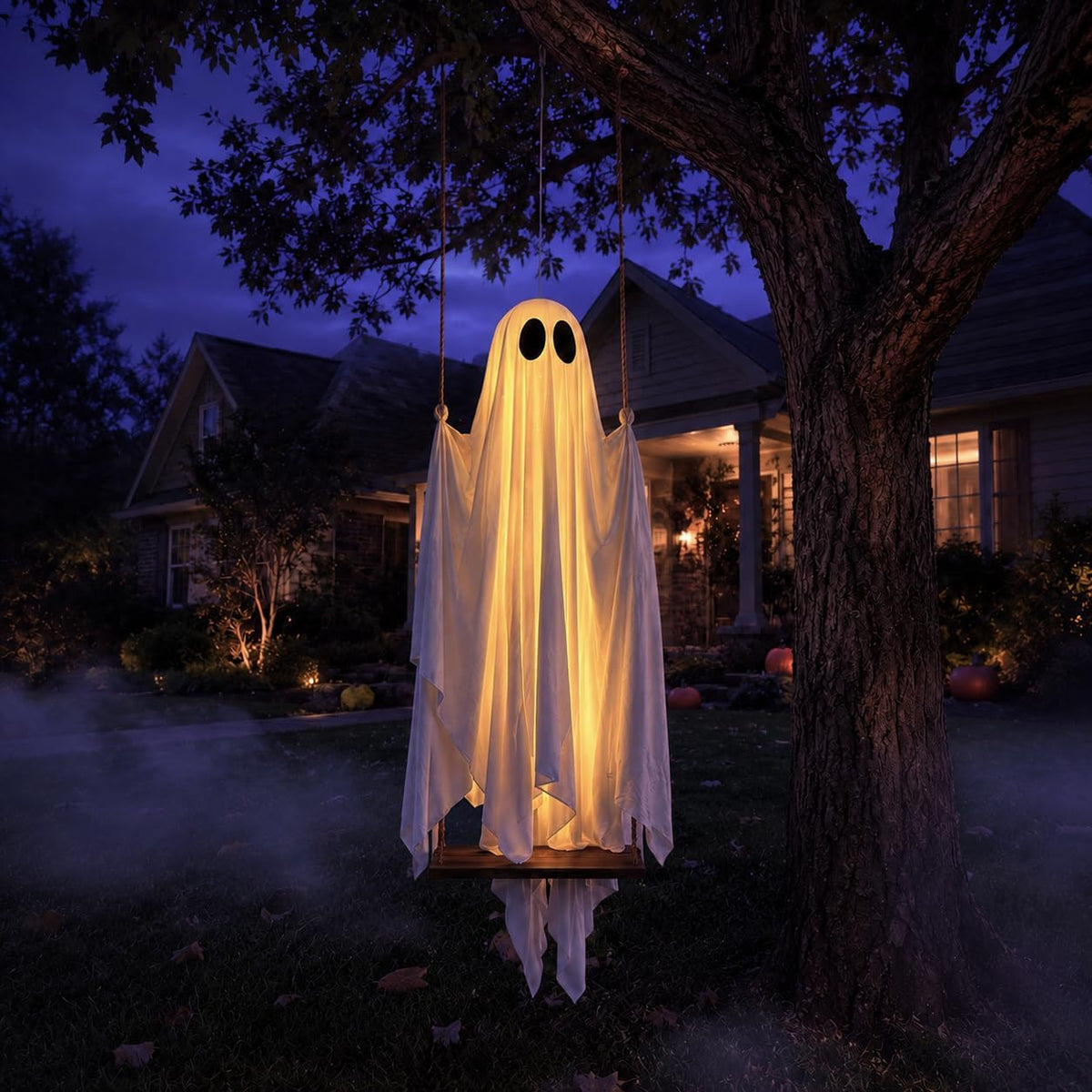 5.3 FT Halloween ghost swing decoration for lawn garden and porch display