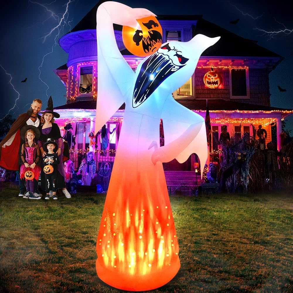 Lighted Halloween Inflatable Ghost for Outdoor Decor