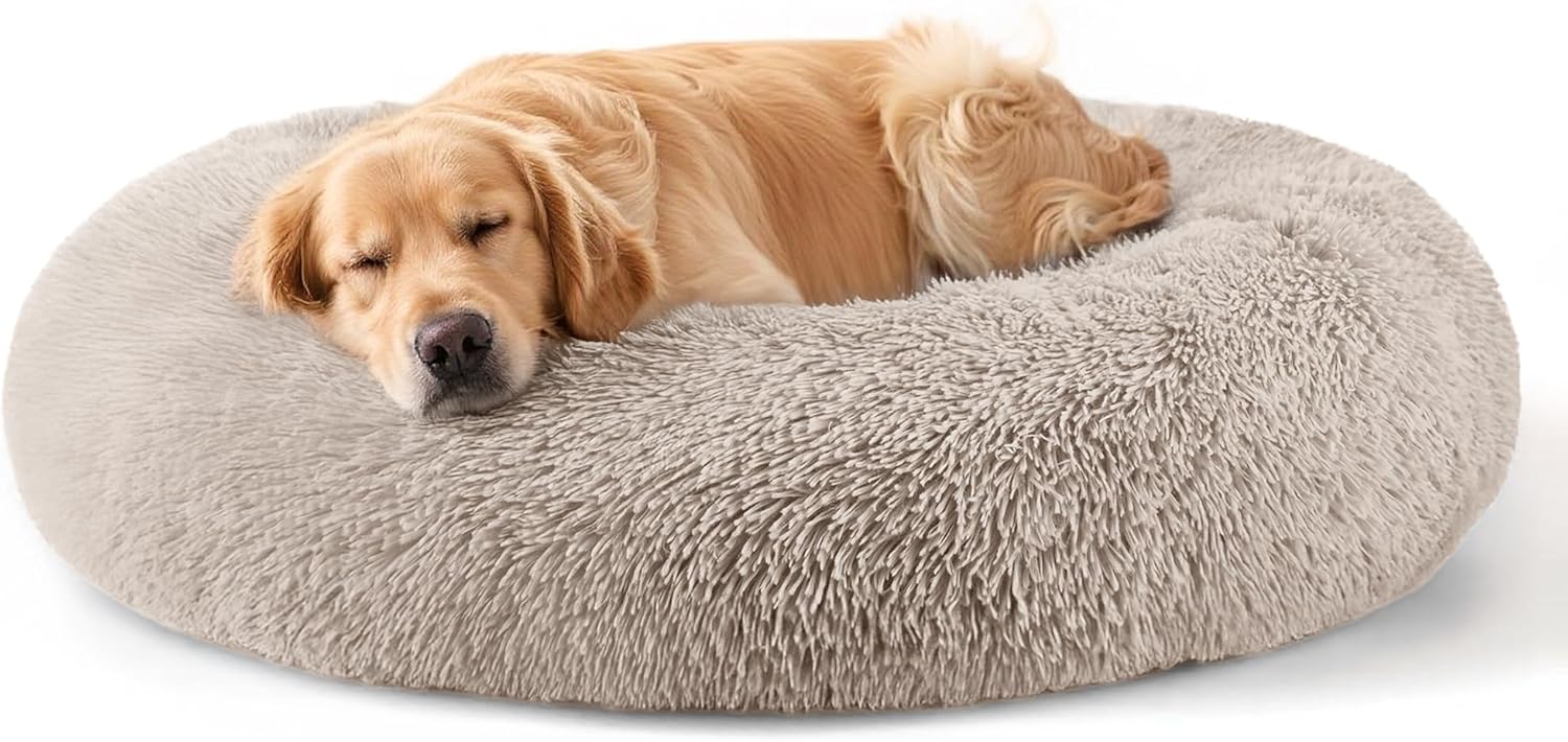 Calming Donut Dog Bed for Small Dogs & Cats Washable