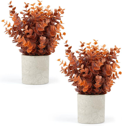 2 Pack Small Artificial Eucalyptus Plants for Home Decor