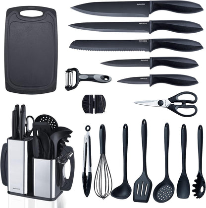 Silicone Kitchen Utensils Set with Knives Heat Resistant
