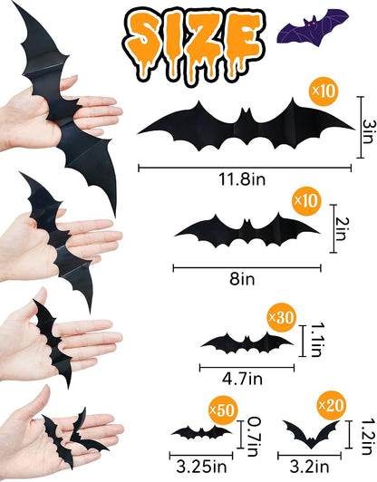 Spooky 3D Halloween Bat Decorations for Haunted House