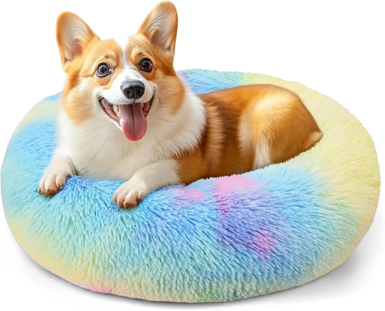 Calming Donut Dog Bed for Small Dogs & Cats Washable