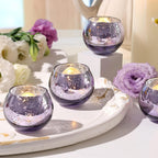 Volens round Gold Votive Candle Holders, Mercury Glass Candle Holder Set of 12, Wedding Decorations for Table