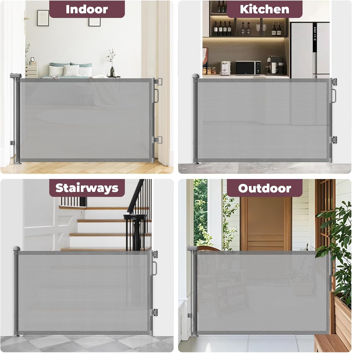 Retractable Baby Gate for Stairs, Doorways & Hallways