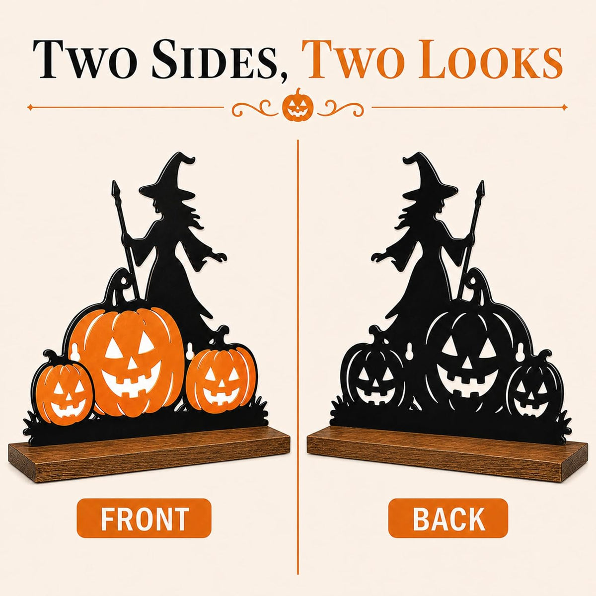 Pracaniz Halloween Display Shelf, 11-Inch Witch Pumpkin Bat Mantel Decor