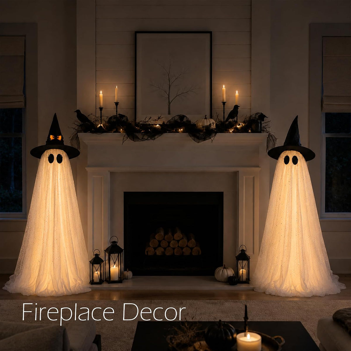 Spooky Light Up Ghosts for Halloween Porch Decor