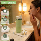 4 in 1 Travel Dispenser Bottle with Cleaning Brush,4 Pack 30Ml Leak Proof Refillable Travel Size Toiletries Containers for Shampoo Conditioner,Portable Travel Bottles Set for Vacation Camping & Gym