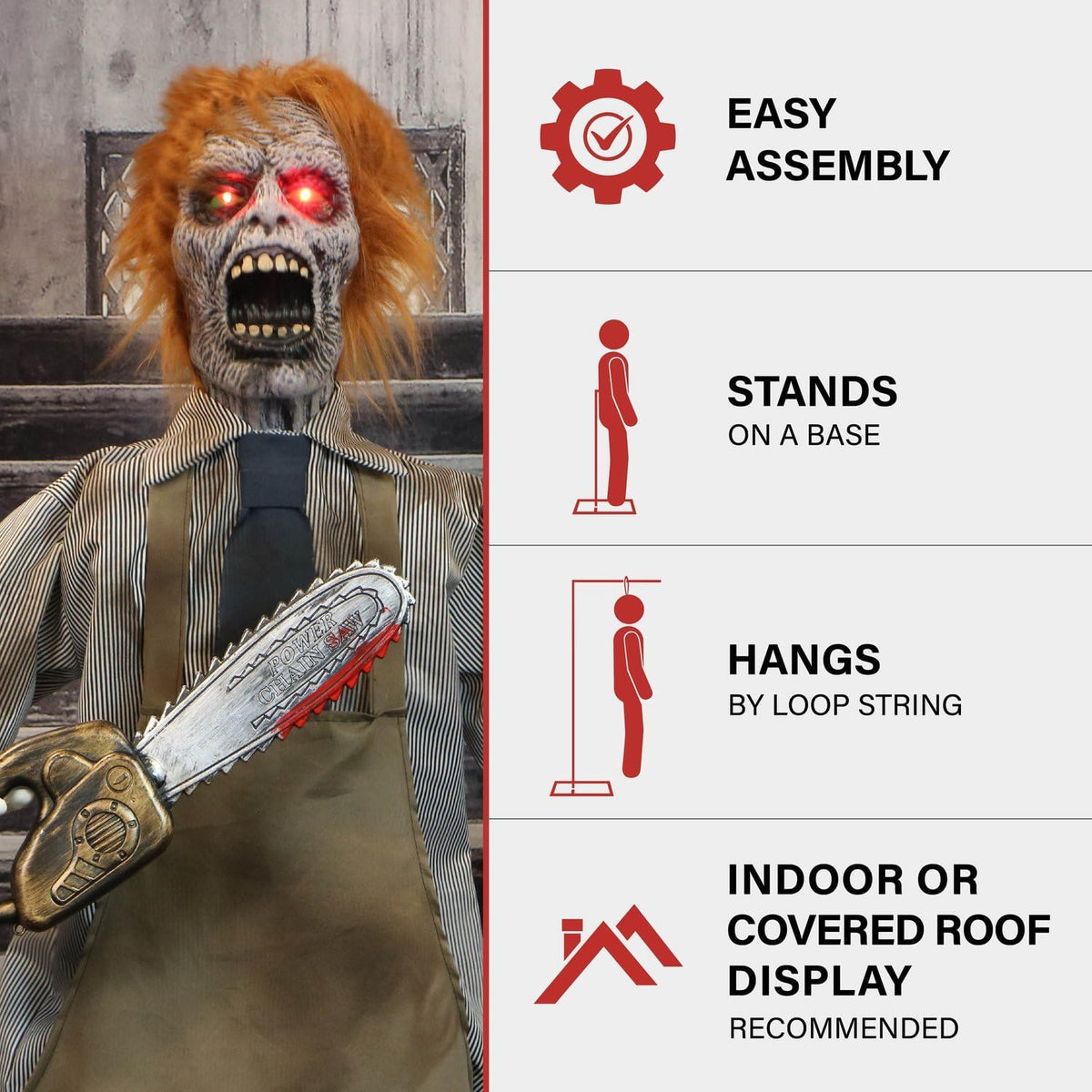 Halloween Zombie Animatronic for Covered Outdoor Decorations