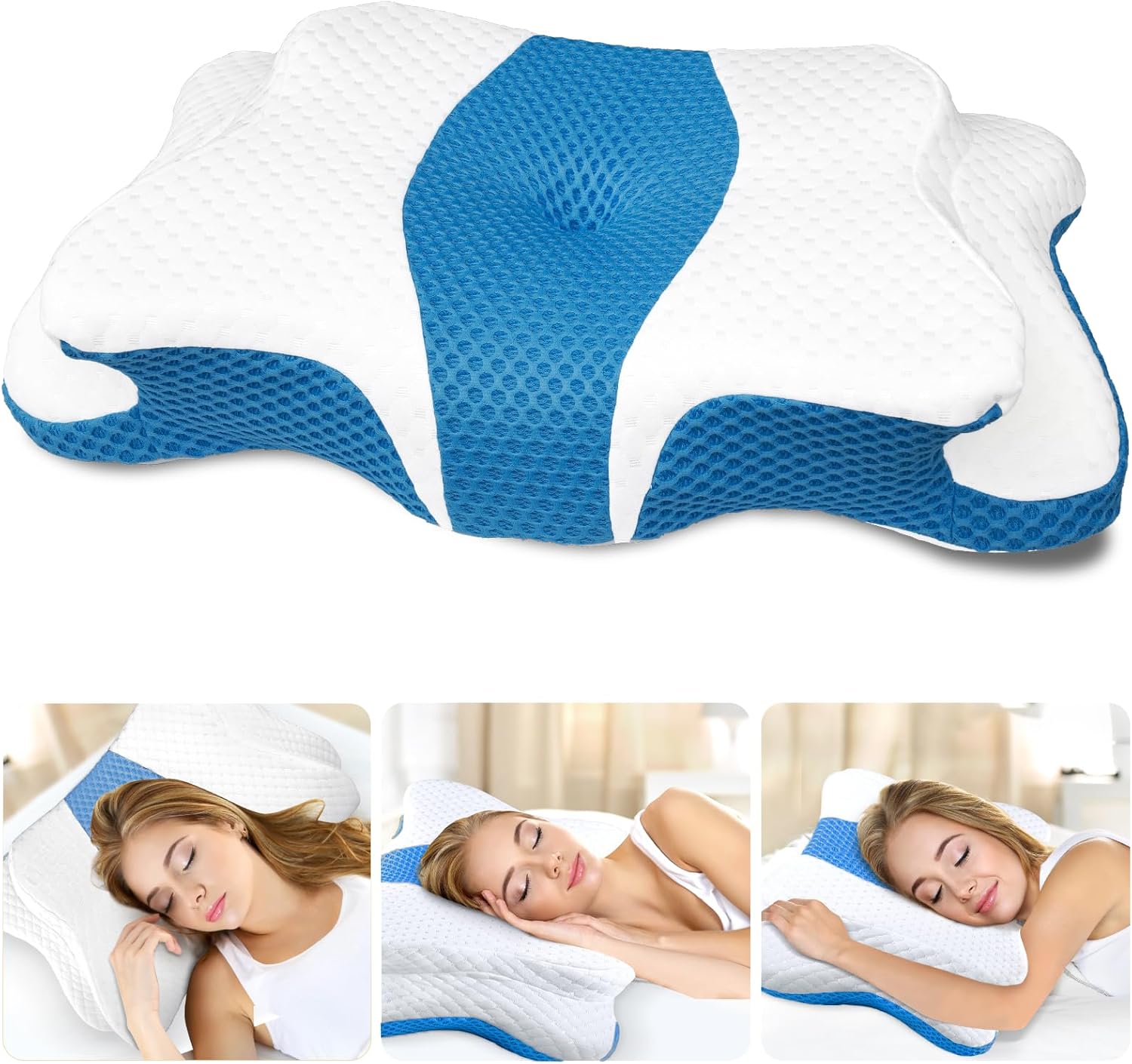 Memory Foam Pillows, Cervical Pillow for Neck and Shoulder Pain Relief, Ergonomic Contour Bed Pillow, Soft for Side Sleep Stomach Sleeping and Back Sleeper