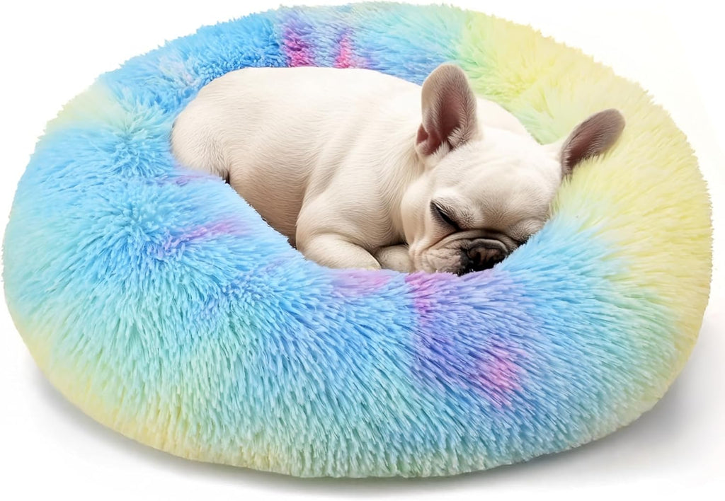 Calming Donut Dog Bed for Small Dogs & Cats Washable