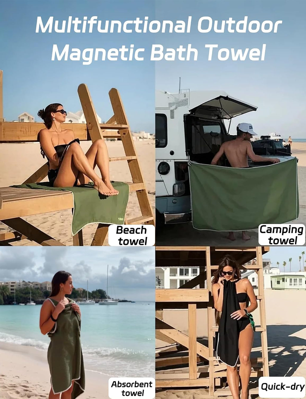 Quick-dry microfiber beach towel for pool, beach, travel, and camping