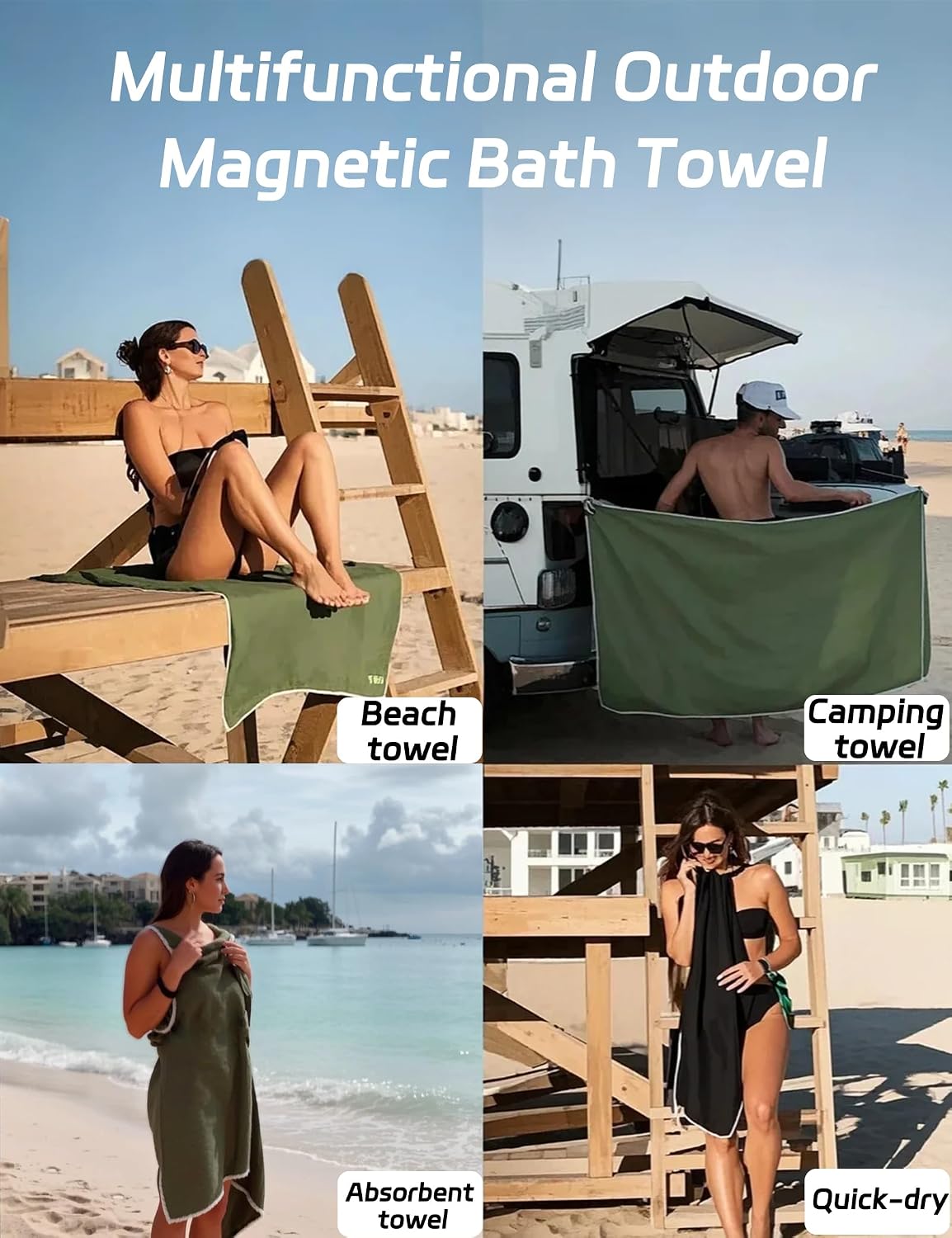 Quick-dry microfiber beach towel for pool, beach, travel, and camping