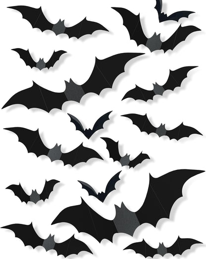 120 Pcs 3D Halloween Bat Wall Decorations