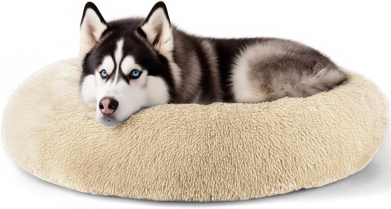 Calming Donut Dog Bed for Small Dogs & Cats Washable