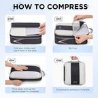 Compression luggage organizer bags for clothes, garments, and travel accessories