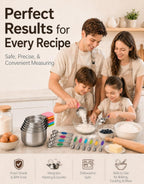 Magnetic Measuring Cups and Spoons Set304 Stainless Steel Dual Scale Set of 15, Strong N52 Magnetic Nesting Design with Leveler, for Dry&Liquid Ingredients, Dishwasher Safe(Colorful)