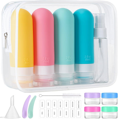 16-Pack Travel Toiletry Bottles – TSA Approved Leakproof 3oz Squeezable Silicone Containers for Shampoo, Conditioner & Liquids 
