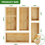 Bamboo Drawer Organizer Set 5 PCS
