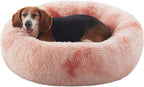 Donut Dog Bed for All Dogs Calming Plush Washable Round Bed 