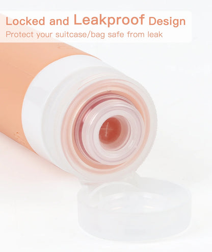 4-Pack Travel Bottles for Toiletries – Leak-Proof 3oz BPA-Free Silicone Shampoo, Conditioner & Lotion Bottles, TSA Approved