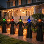 Halloween Decorations Outdoor, 5 Pack 4.3 FT Light up Holding Hands Witches