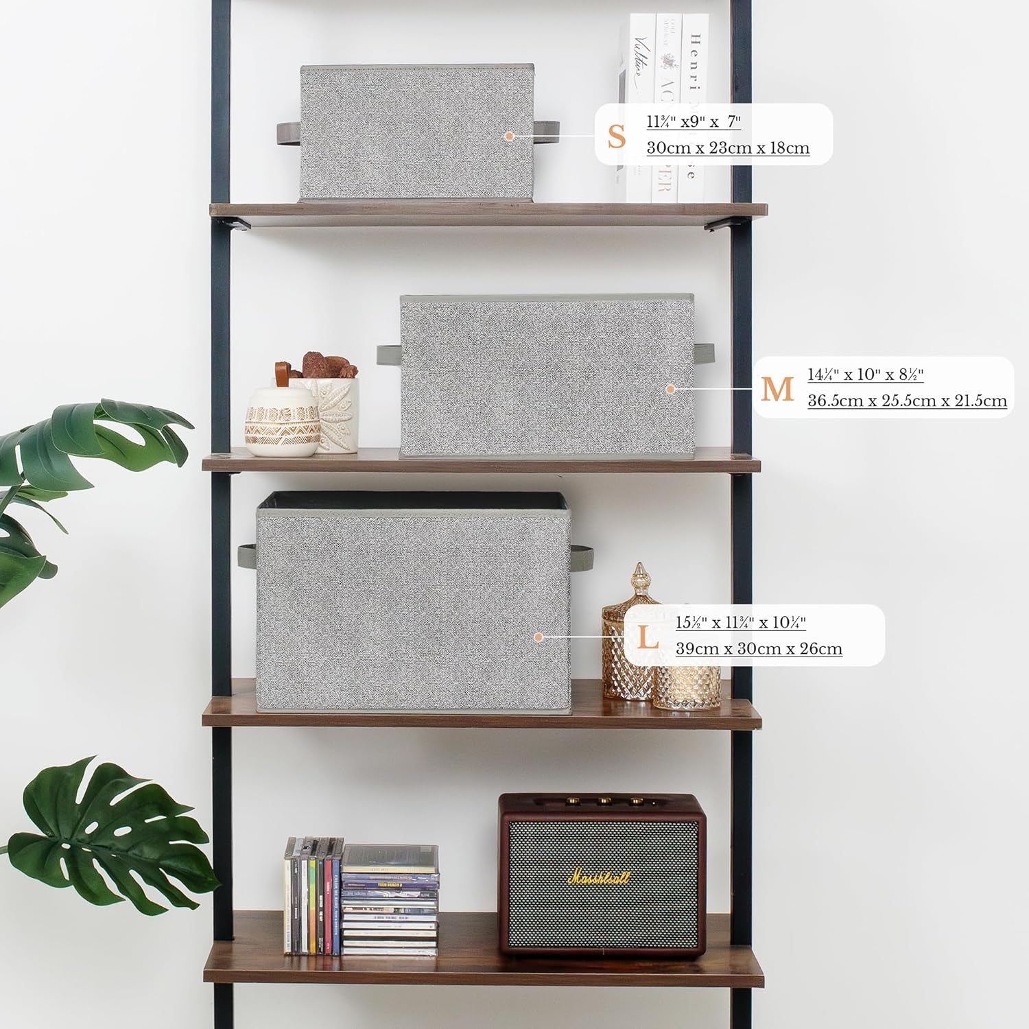 3-Pack Large Fabric Storage Bins with Handles, Collapsible Storage Boxes for Shelves & Closet Organization, Gray