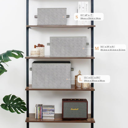 3-Pack Large Fabric Storage Bins with Handles, Collapsible Storage Boxes for Shelves & Closet Organization, Gray