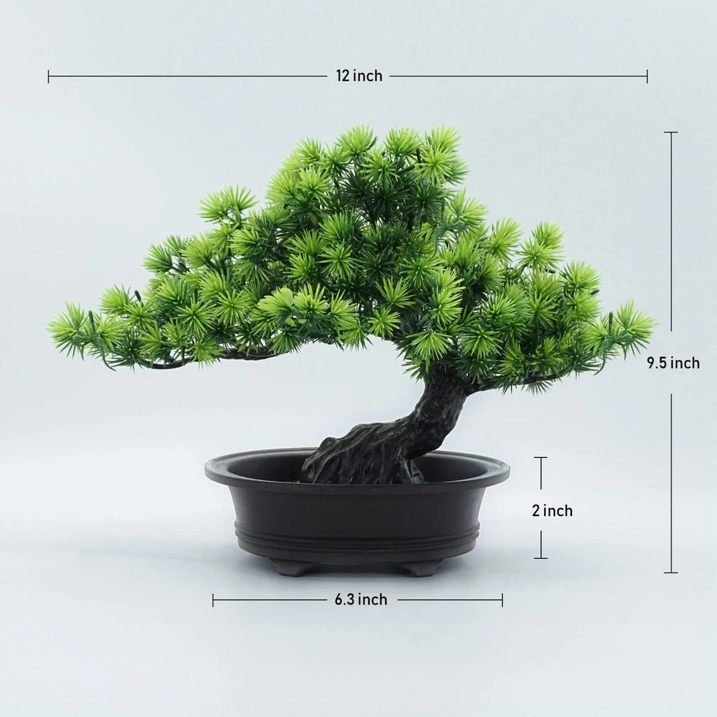 Artificial Bonsai Tree, 9.5" Tall Faux Greenery for Home, Office, Bathroom & Bookshelf Decor, Indoor Farmhouse Decoration