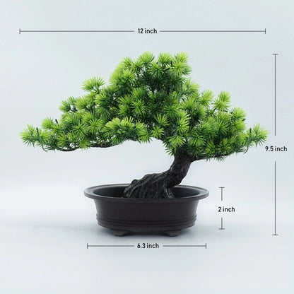 Artificial Bonsai Tree, 9.5" Tall Faux Greenery for Home, Office, Bathroom & Bookshelf Decor, Indoor Farmhouse Decoration