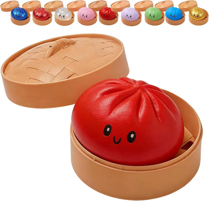 Glitter dumpling squishy sensory squeeze toy with colorful design