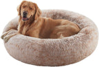 Donut Dog Bed for All Dogs Calming Plush Washable Round Bed 