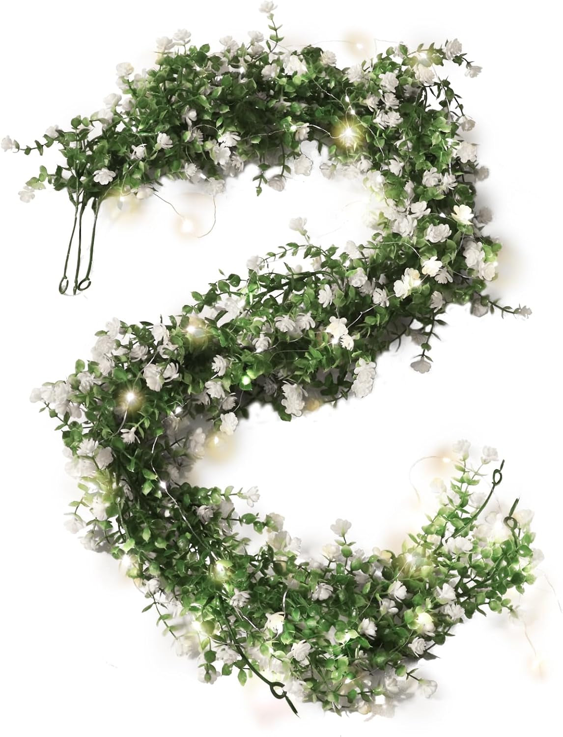 3-Pack Black Artificial Eucalyptus Garland with Flowers, Halloween & Fall Party Decor, Fake Floral Greenery for Wall Backdrop