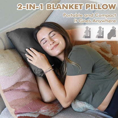 Travel Blanket Airplane Office Poncho 4 in 1 Premium Cozy Fleece Portable Poncho Blankets with Built-In Bag, Pocket