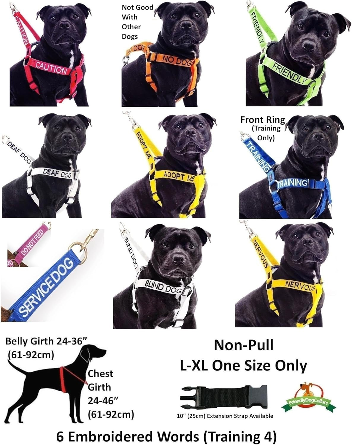Dog Harness – Non-Pull Front & Back D-Ring, Padded Waterproof Vest, Medium (19–28" Chest/Girth)