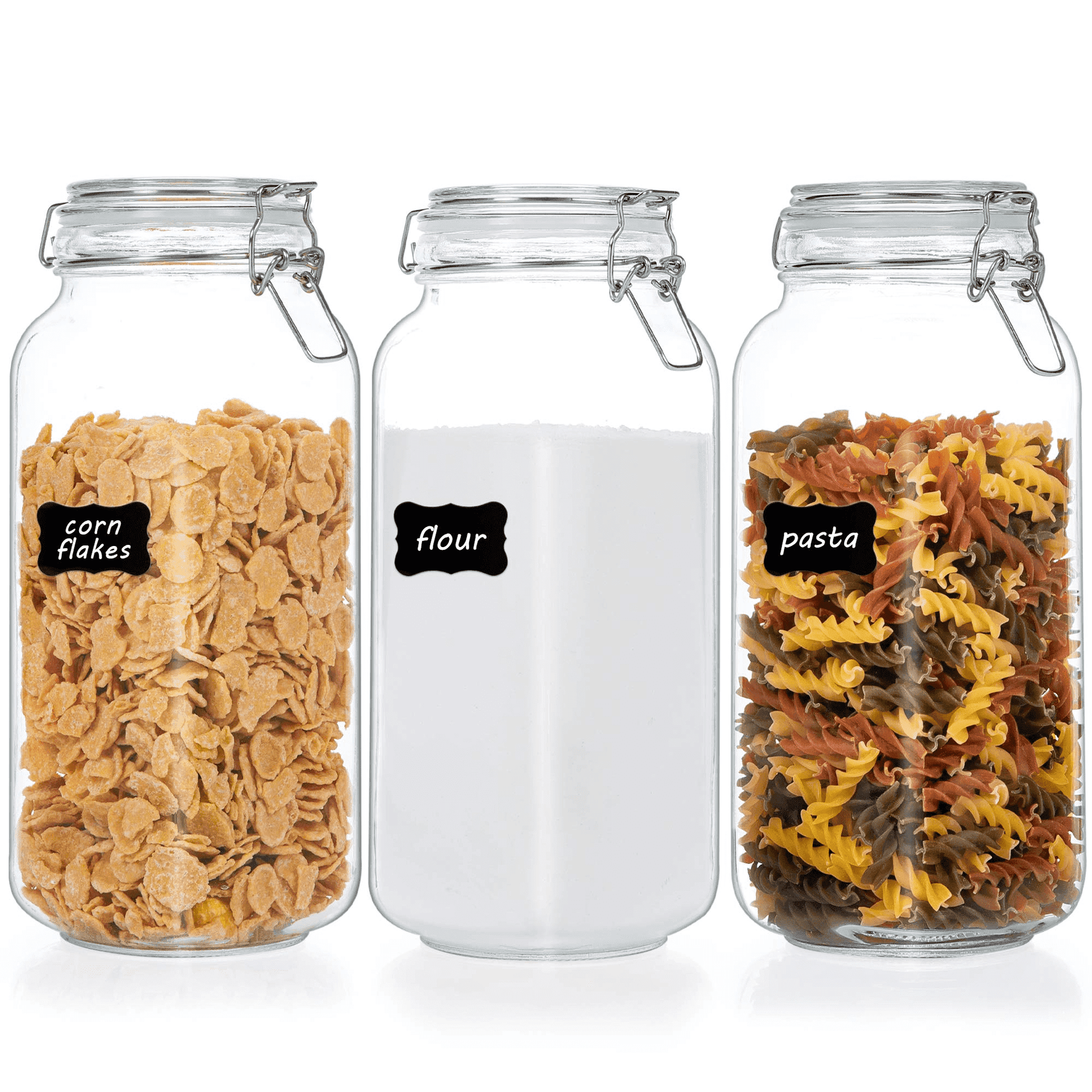 78Oz Airtight Glass Jars with Lids,  3 PCS Food Storage Canister, Square Mason Jar Containers